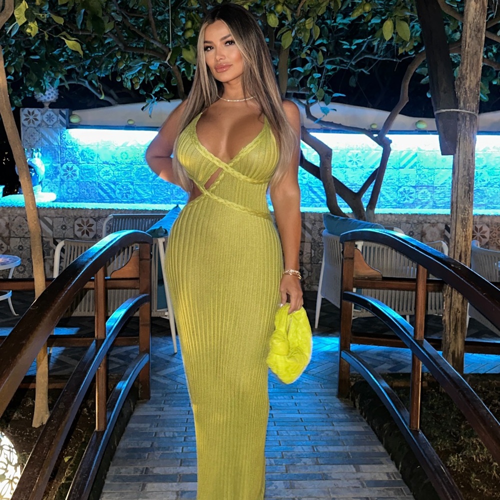 Jlux Lime Green Drift And Dream Braided Maxi Dress